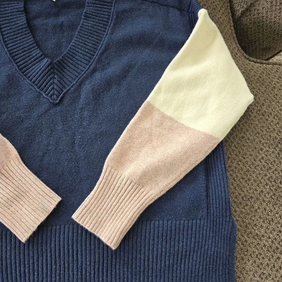 Madewell Sweater Small Women Colorblock Charleston V-Neck Pullover Cozy - Picture 5 of 12